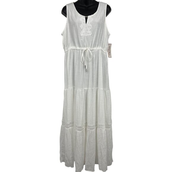 Indigo Rose Maxi Women White Dress Tier Size XL Extra Large Tier Sleeveless New - Picture 1 of 10